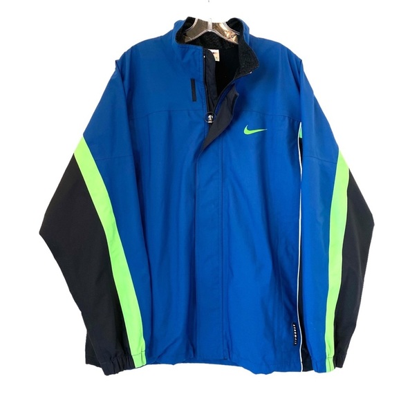Nike Jacket VTG Men's‎ ClimaFit Storm Windbreaker Large 90s Black Blue Green - Picture 1 of 15